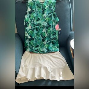 Tommy Bahama tennis Pickleball set NWT Sleeveless Tropical Print Top /skort